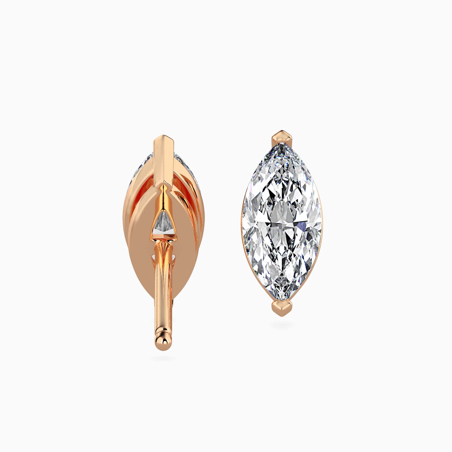 1 Carat Marquise Diamond Stud Earrings (0.50 Ct Each) in 14K Gold | Lab Grown Diamond Earrings