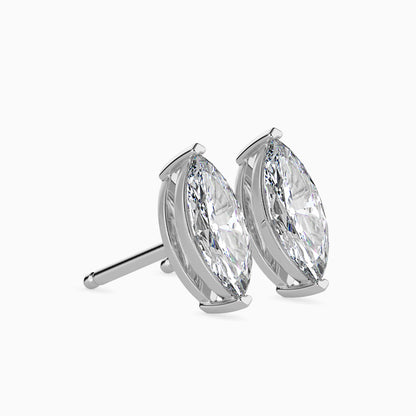 1.5 Carat Marquise Lab Grown Diamond Stud Earrings (0.75 CT Each) in 14K Gold | IGI Certified & Sustainable Jewelry