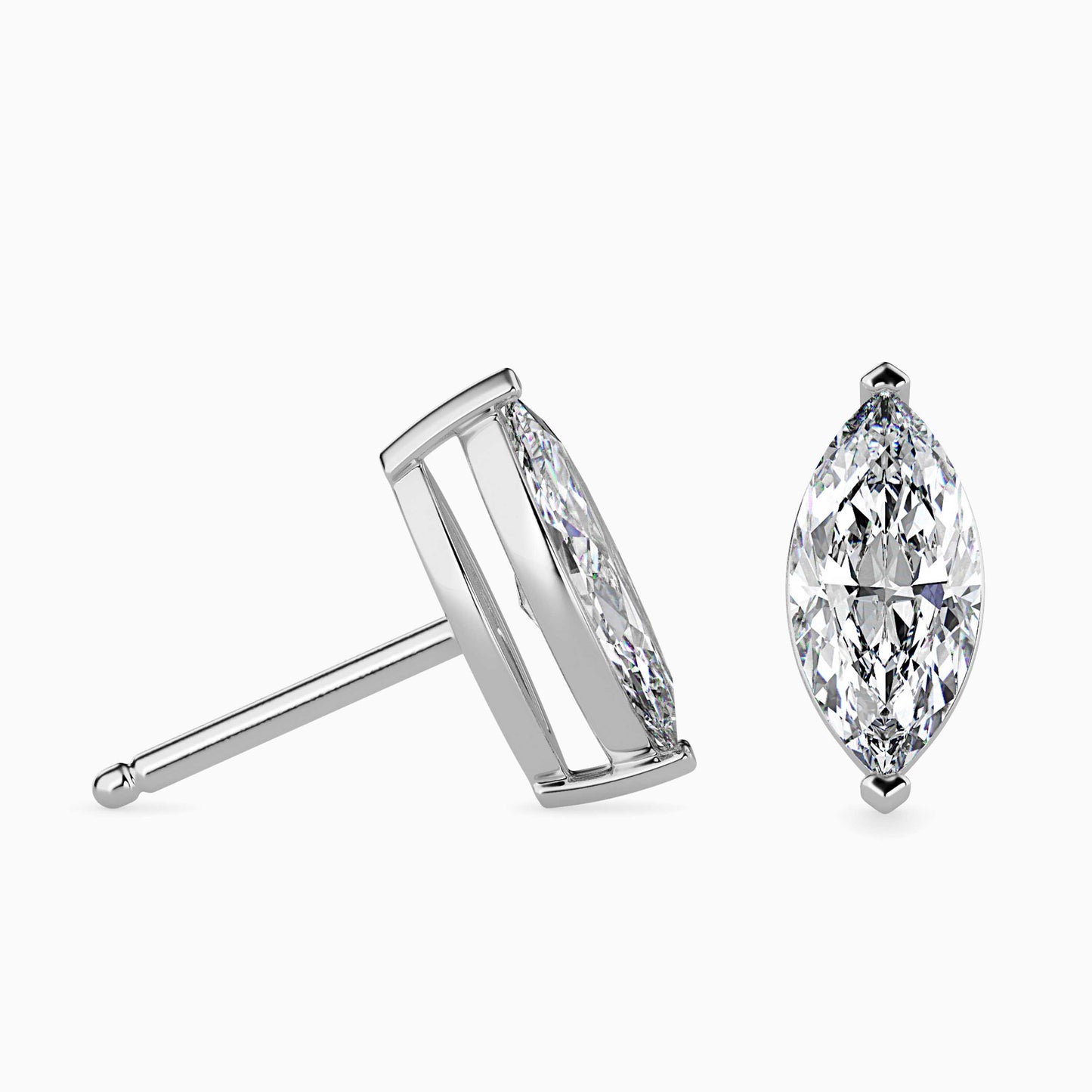 1.5 Carat Marquise Lab Grown Diamond Stud Earrings (0.75 CT Each) in 14K Gold | IGI Certified & Sustainable Jewelry