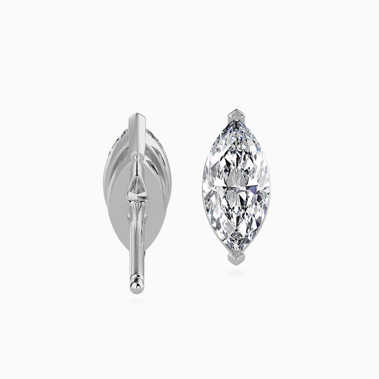 1.5 Carat Marquise Lab Grown Diamond Stud Earrings (0.75 CT Each) in 14K Gold | IGI Certified & Sustainable Jewelry