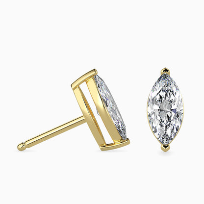 1.5 Carat Marquise Lab Grown Diamond Stud Earrings (0.75 CT Each) in 14K Gold | IGI Certified & Sustainable Jewelry