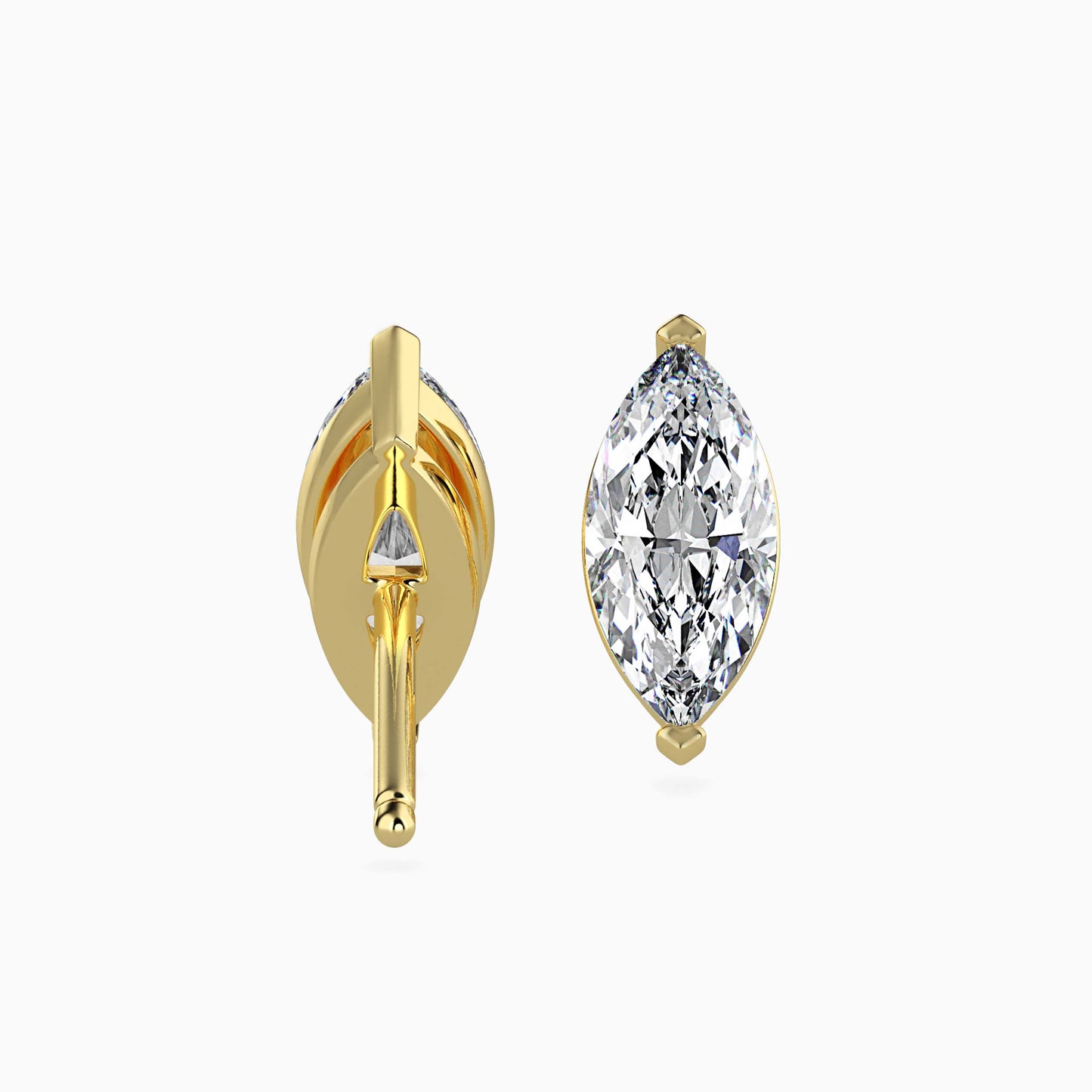 1.5 Carat Marquise Lab Grown Diamond Stud Earrings (0.75 CT Each) in 14K Gold | IGI Certified & Sustainable Jewelry