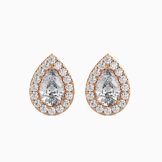 1-1carat each 2 CT pair PEAR Halo Sidestone Studs