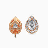 1 CT Lab Grown Pear Cut Diamond Halo Studs (0.50 CT Each) in 14K Gold, IGI Certified