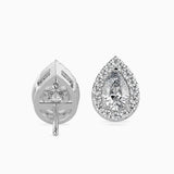 1.5 CT Lab Grown Pear Halo Sidestone Diamond Studs (0.75 CT Each) in 14K Gold, IGI Certified