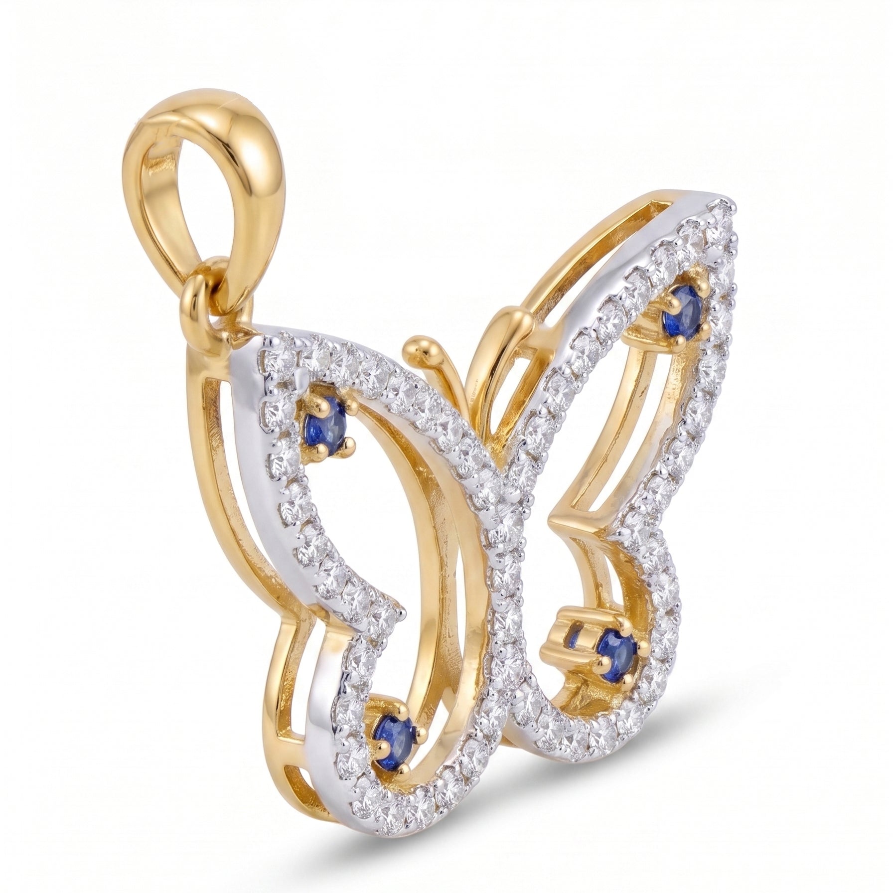 18KT Gold Vermeil Butterfly Bloom Lab-Grown Diamond Pendant