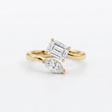 18KT Gold Vermeil Dual Elegance Lab-Grown Diamond Open Ring