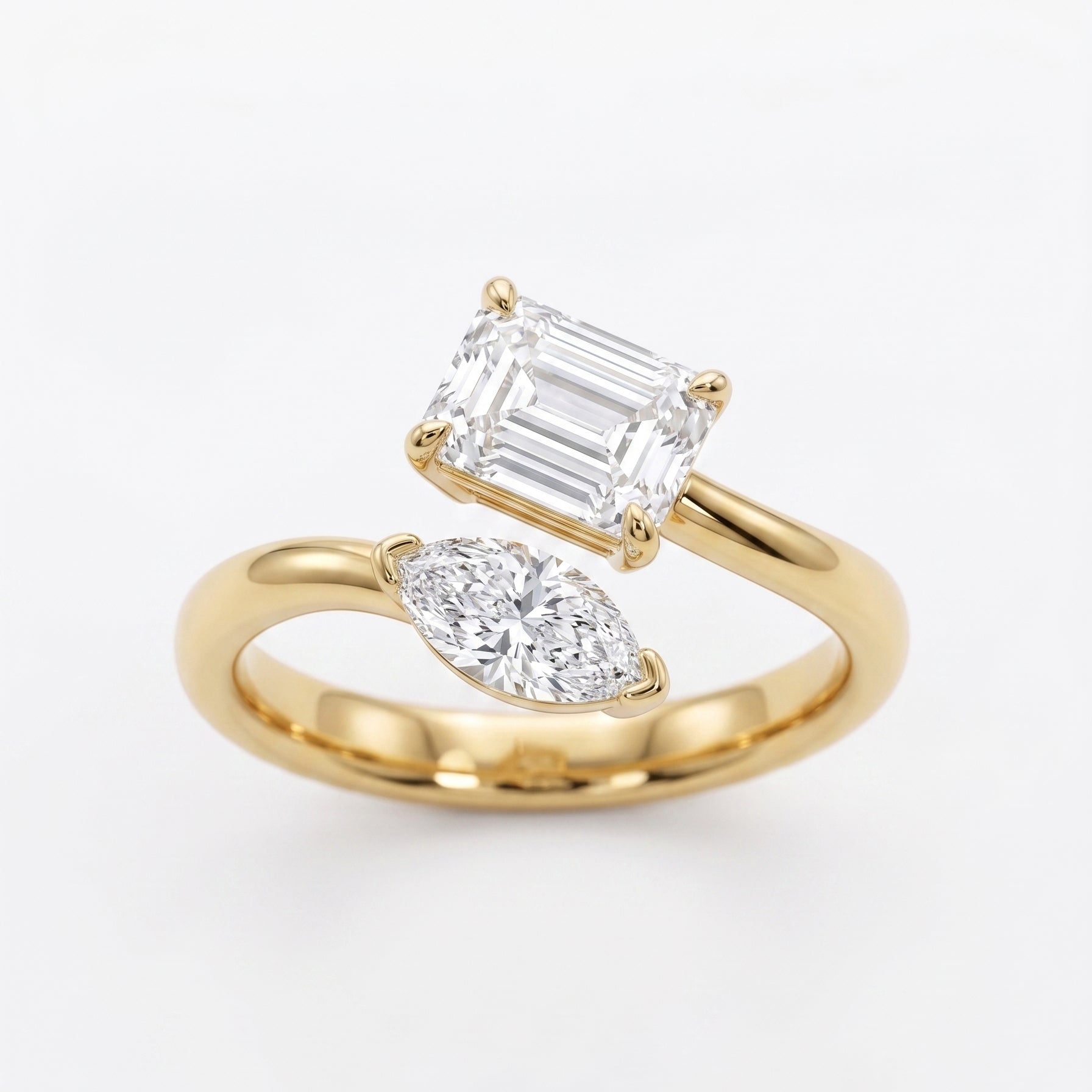 18KT Gold Vermeil Dual Elegance Lab-Grown Diamond Open Ring