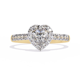 Radiant Heart: 0.61ct Lab Grown Diamond Halo Ring in 14k Gold