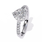 Radiant Heart: 0.61ct Lab Grown Diamond Halo Ring in 14k Gold