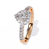 Radiant Heart: 0.61ct Lab Grown Diamond Halo Ring in 14k Gold