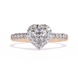 Radiant Heart: 0.61ct Lab Grown Diamond Halo Ring in 14k Gold