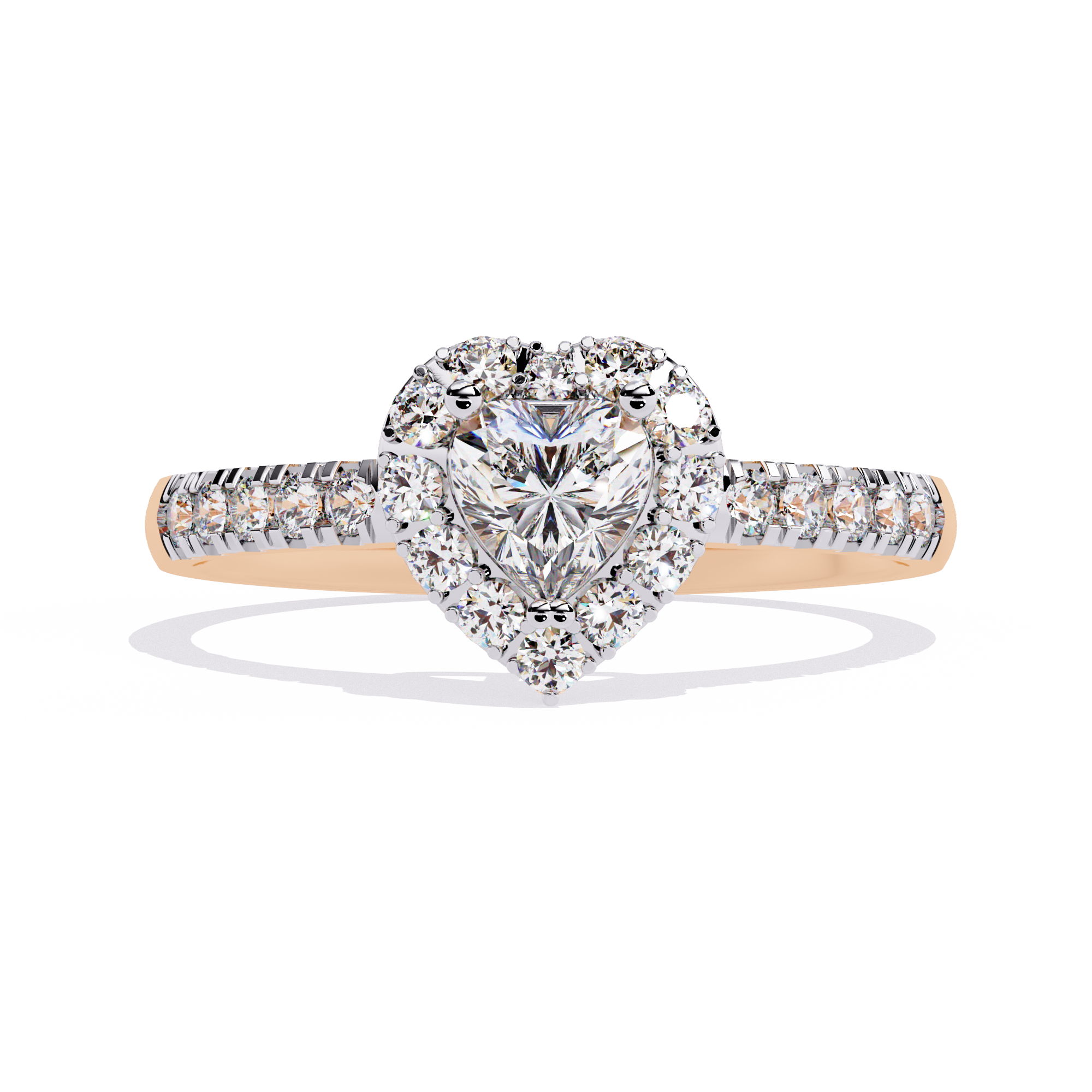 Radiant Heart: 0.61ct Lab Grown Diamond Halo Ring in 14k Gold