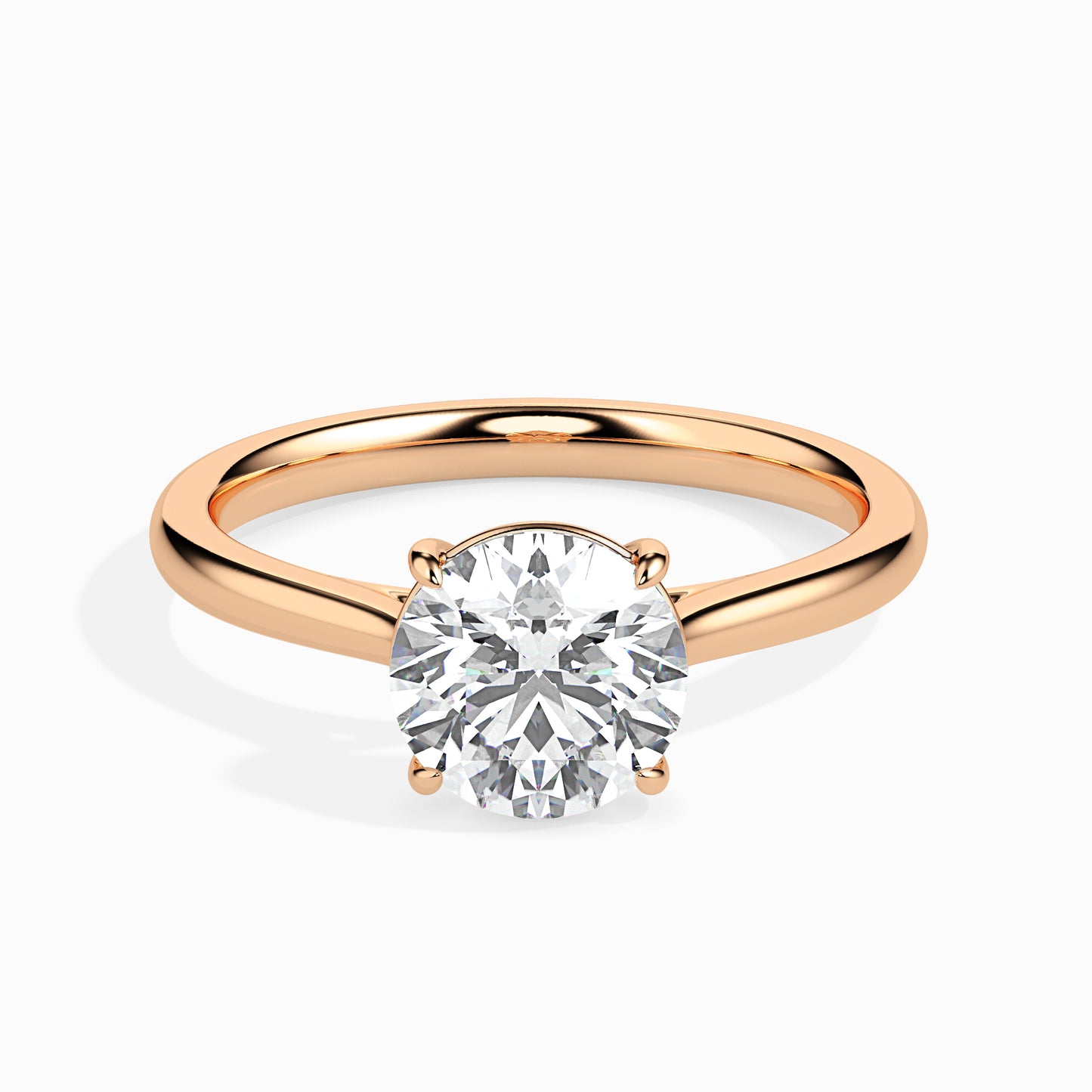 1.03 CT Lab Grown Round Brilliant Diamond Solitaire Ring in 14K Rose Gold, IGI Certified