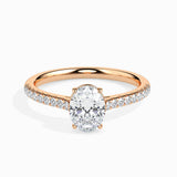 Lab Grown Diamond 1 CT Oval Solitaire Ring with 0.22 CT Side Stones in 14K Gold – IGI Certified & Customizable Fine Jewelry"