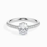 Lab Grown Diamond 1 CT Oval Solitaire Ring with 0.22 CT Side Stones in 14K Gold – IGI Certified & Customizable Fine Jewelry"