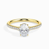 Lab Grown Diamond 1 CT Oval Solitaire Ring with 0.22 CT Side Stones in 14K Gold – IGI Certified & Customizable Fine Jewelry"