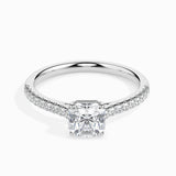 Lab Grown Diamond 1 CT Centre Solitaire Radiant Cut with 0.25 CT Side Stones in 14K Gold – IGI Certified & Customizable Fine Jewelry