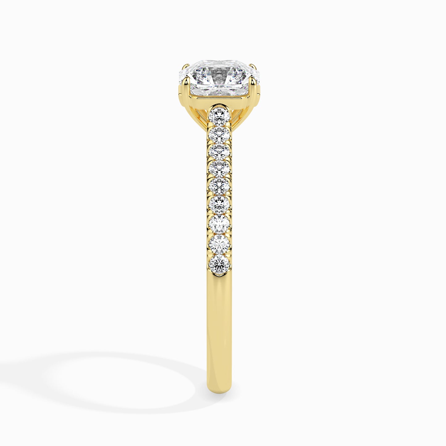 Radiant Cut: 1.28 ct Diamond Ring, 2.85kt Gold Band