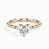 Lab Grown Diamond 1 CT Heart Cut Centre Solitaire Ring with 0.17 CT Side Stones in 14K Gold – IGI Certified & Customizable Fine Jewelry