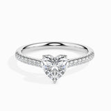 Lab Grown Diamond 1 CT Heart Cut Centre Solitaire Ring with 0.17 CT Side Stones in 14K Gold – IGI Certified & Customizable Fine Jewelry