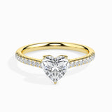 Lab Grown Diamond 1 CT Heart Cut Centre Solitaire Ring with 0.17 CT Side Stones in 14K Gold – IGI Certified & Customizable Fine Jewelry