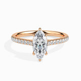 Lab Grown Diamond 1.02 CT  Centre Solitaire Marquise Cut with 0.17 CT Side Stones in 14K Gold – IGI Certified & Customizable Fine Jewelry