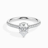 Lab Grown Diamond 1 CT Centre Pear Cut Solitaire with 0.20 CT Side Stones in 14K Gold Ring – IGI Certified & Customizable Fine Jewelry