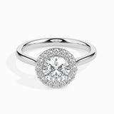 Lab Grown Diamond 1.00 CTCentre Round Solitaire with 0.28 CT Halo Side Stones in 14K Gold | IGI Certified & Customizable