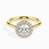 Lab Grown Diamond 1.00 CTCentre Round Solitaire with 0.28 CT Halo Side Stones in 14K Gold | IGI Certified & Customizable
