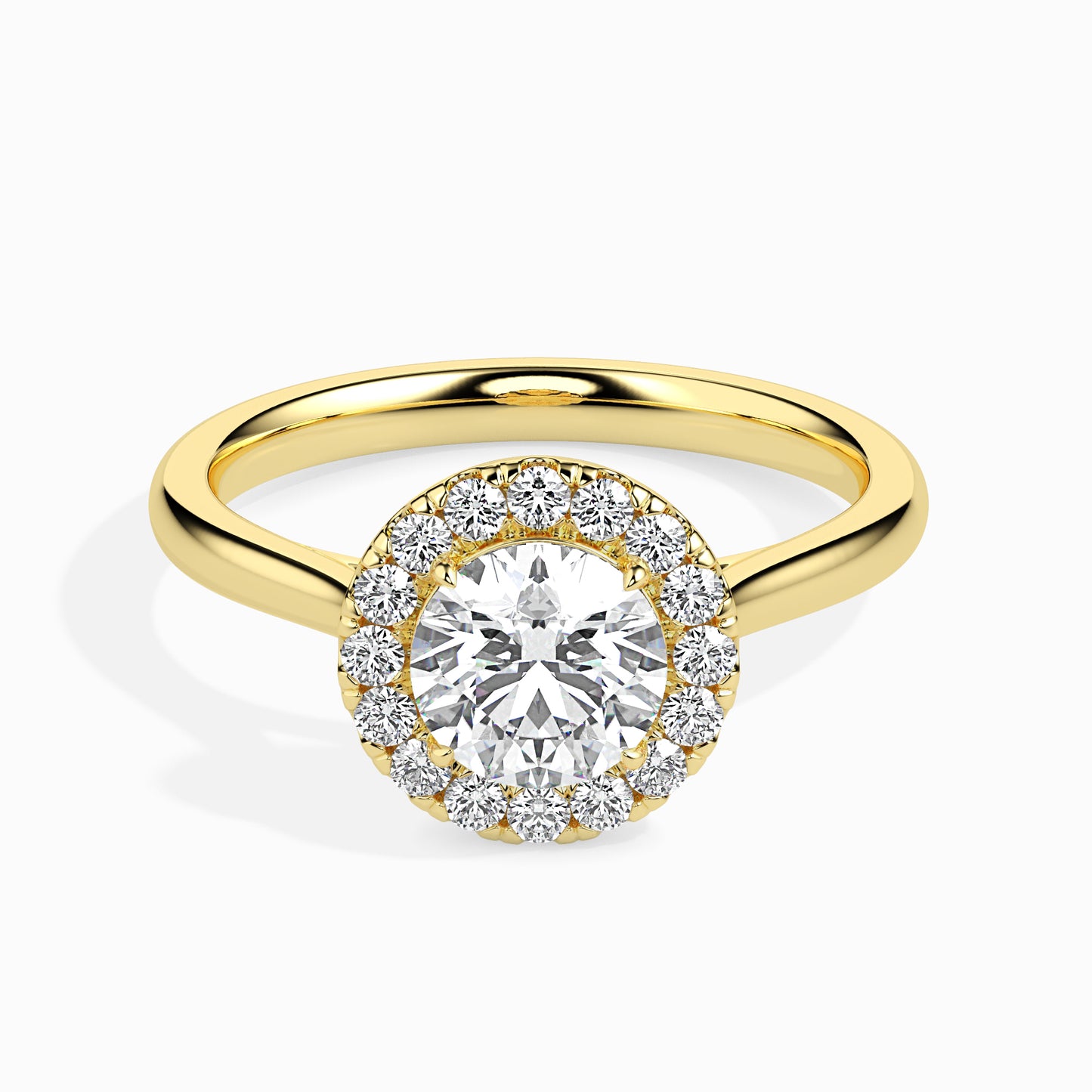 Celestial Halo: 1.43 ct Diamond Ring, Delicate 4.91kt Gold Halo