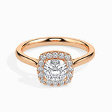 Lab Grown Diamond 1 CT  Centre Solitaire Cushion Cut with 0.20 CT Side Stones in 14K Gold Halo Ring– IGI Certified & Customizable Fine Jewelr