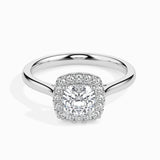 Lab Grown Diamond 1 CT  Centre Solitaire Cushion Cut with 0.20 CT Side Stones in 14K Gold Halo Ring– IGI Certified & Customizable Fine Jewelr