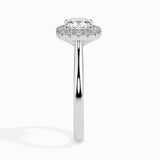 Lab Grown Diamond 1 CT  Centre Solitaire Cushion Cut with 0.20 CT Side Stones in 14K Gold Halo Ring– IGI Certified & Customizable Fine Jewelr