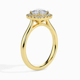 Lab Grown Diamond 1 CT  Centre Solitaire Cushion Cut with 0.20 CT Side Stones in 14K Gold Halo Ring– IGI Certified & Customizable Fine Jewelr