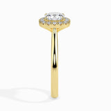 Lab Grown Diamond 1 CT  Centre Solitaire Cushion Cut with 0.20 CT Side Stones in 14K Gold Halo Ring– IGI Certified & Customizable Fine Jewelr