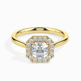 Lab Grown Diamond 1.1 CT Centre Solitaire with 0.25 CT Side Diamonds in 14K Gold Asscher Cut Ring  – IGI Certified & Customizable Fine Jewelry