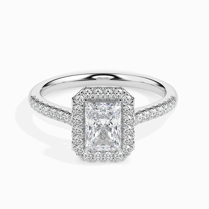Celestial Halo: 1.36 ct Diamond Ring, Delicate 4.1kt Gold Halo