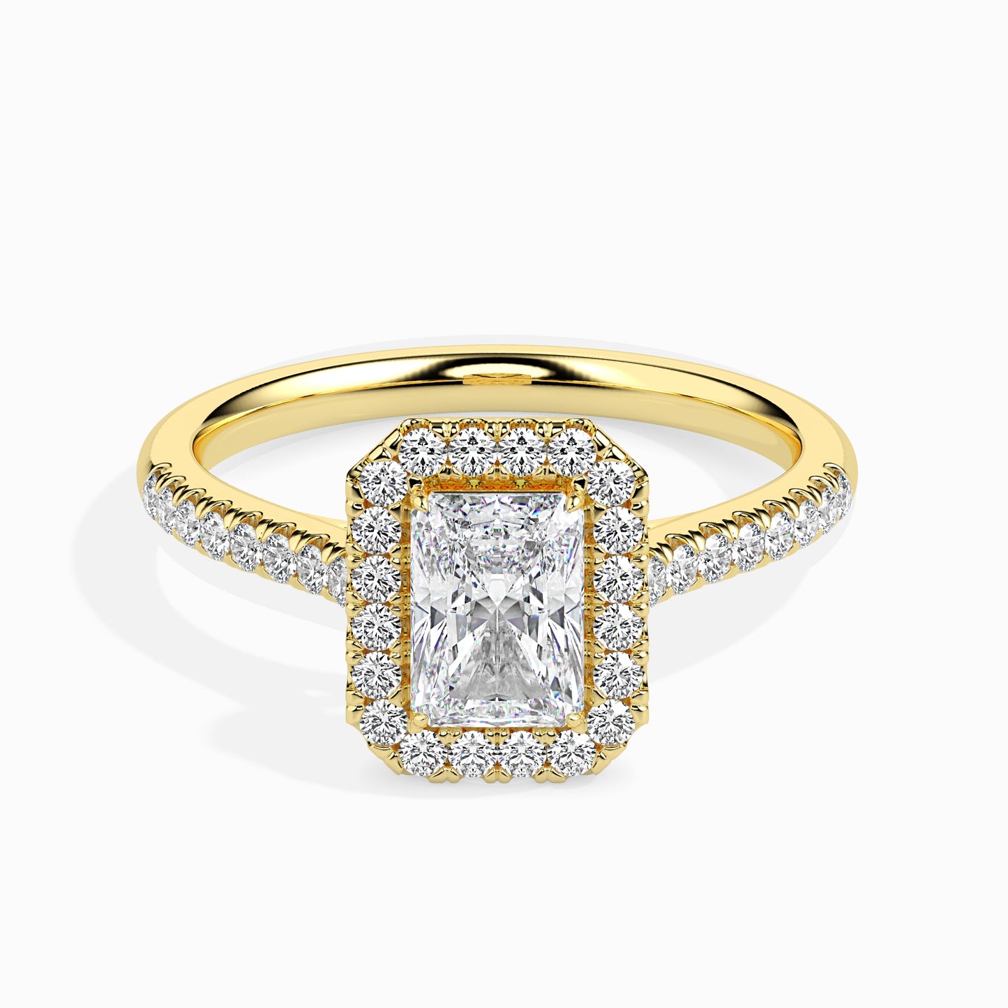 Celestial Halo: 1.36 ct Diamond Ring, Delicate 4.1kt Gold Halo