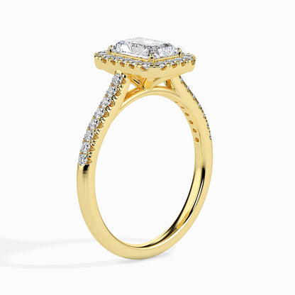 Celestial Halo: 1.36 ct Diamond Ring, Delicate 4.1kt Gold Halo