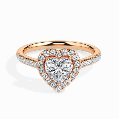 1ct Side Stone Halo Heart Ring