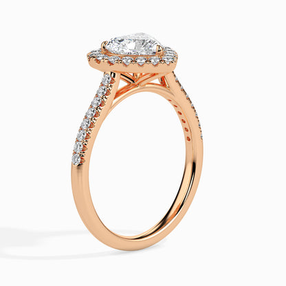 1ct Side Stone Halo Heart Ring