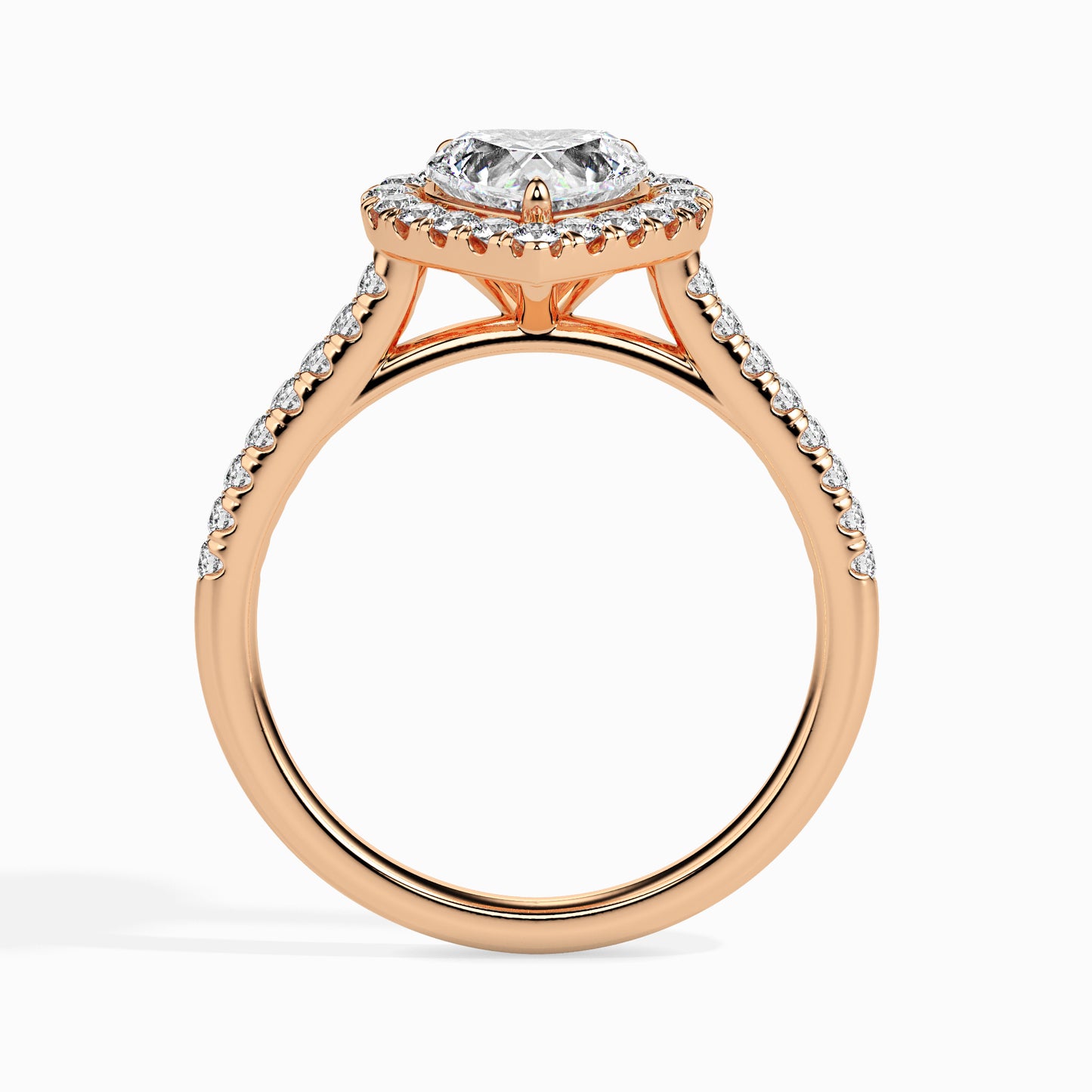 1ct Side Stone Halo Heart Ring