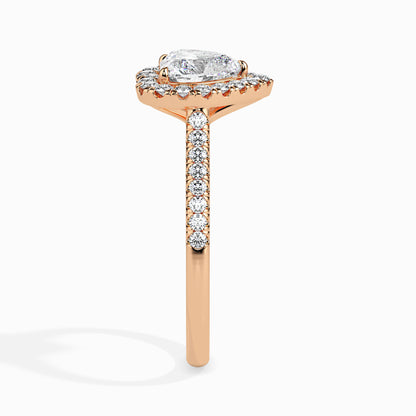 1ct Side Stone Halo Heart Ring