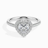 1ct Side Stone Halo Heart Ring