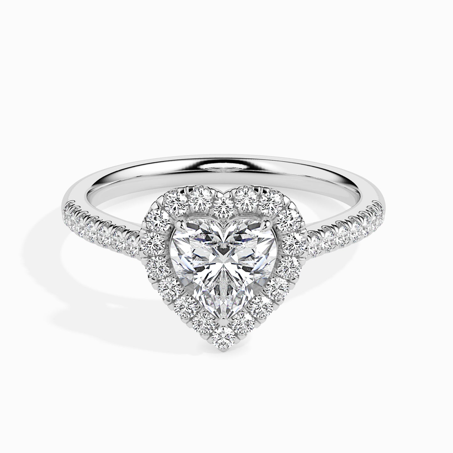 1ct Side Stone Halo Heart Ring
