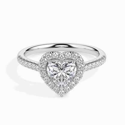1ct Side Stone Halo Heart Ring