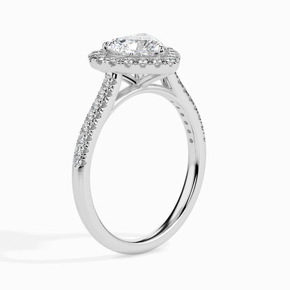 1ct Side Stone Halo Heart Ring