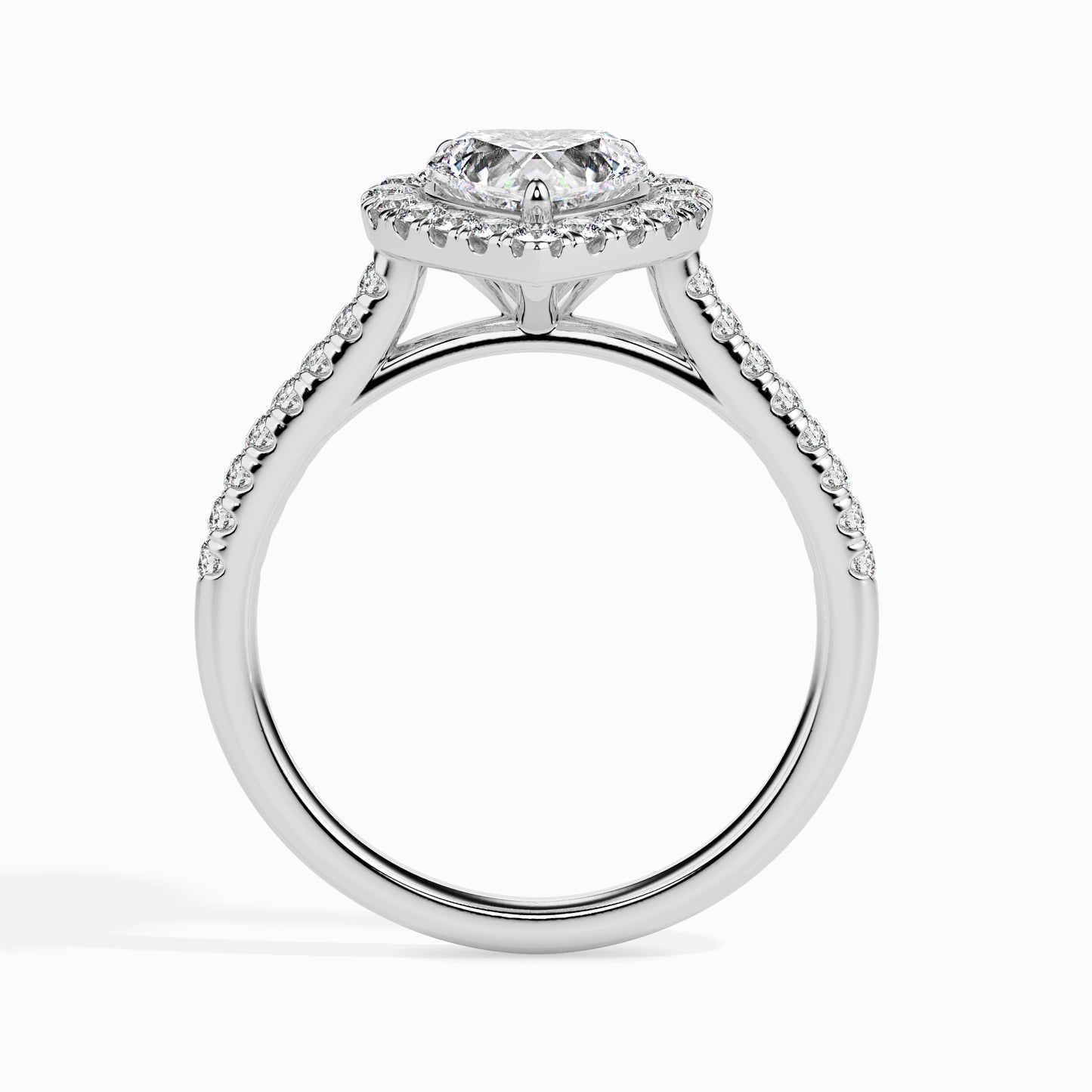 1ct Side Stone Halo Heart Ring