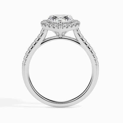 1ct Side Stone Halo Heart Ring